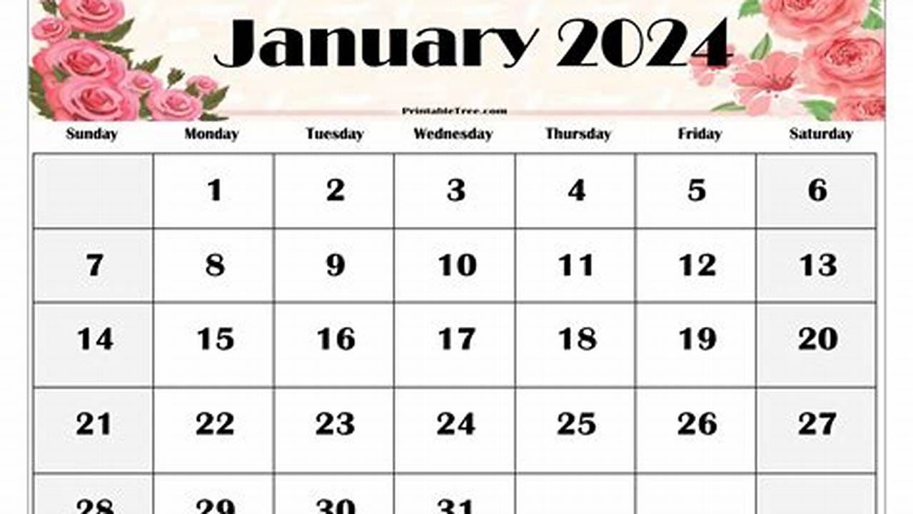 2024 January Calendar Photo Album Pages