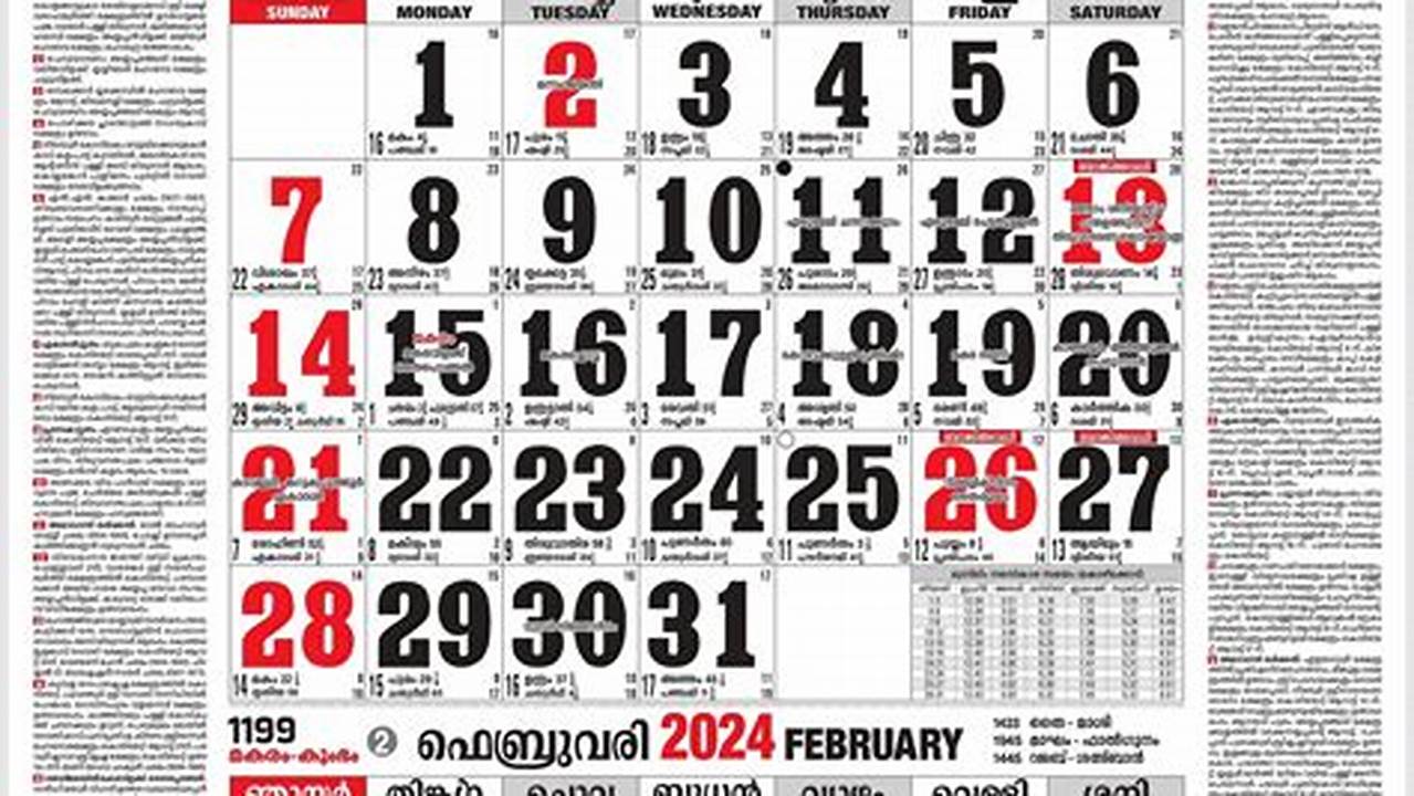 2024 January Malayalam Calendar Mathrubhumi 2024
