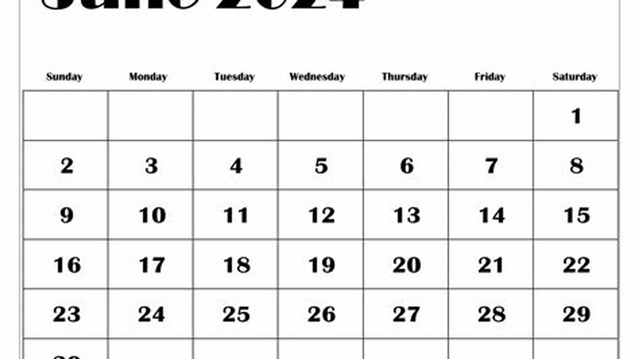 2024 June Calendar Print Out Blank Pdf