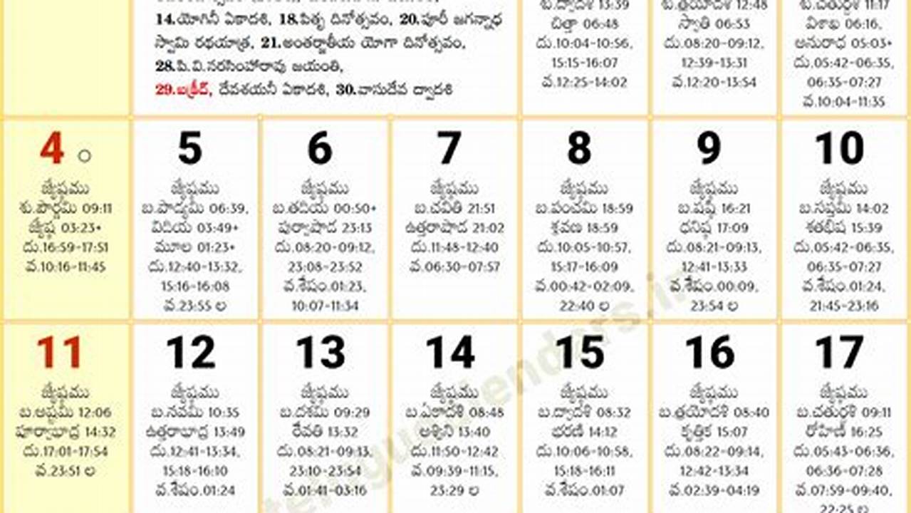 2024 June Calendar Telugu Panchangam