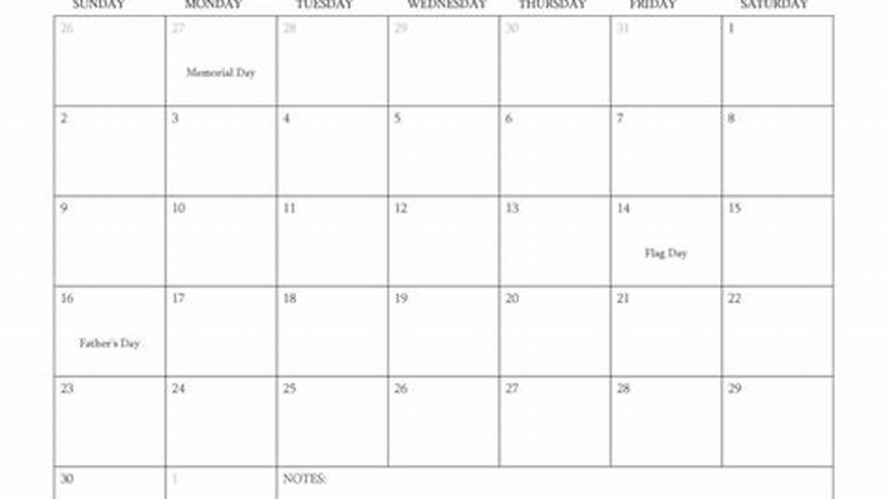 2024 June Calendar With Holidays Templates For