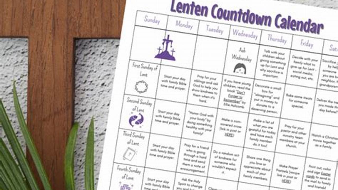 2024 Lenten Calendar Printable