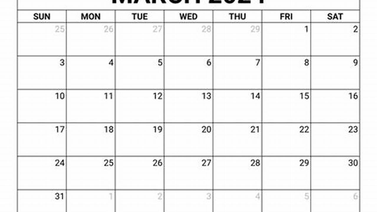 2024 March Calendar Template Printable