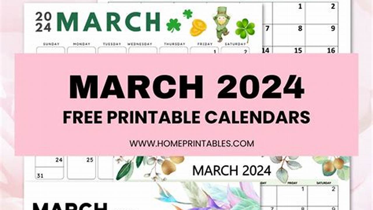 2024 March Calendar With Holidays Printable Stickers Cute