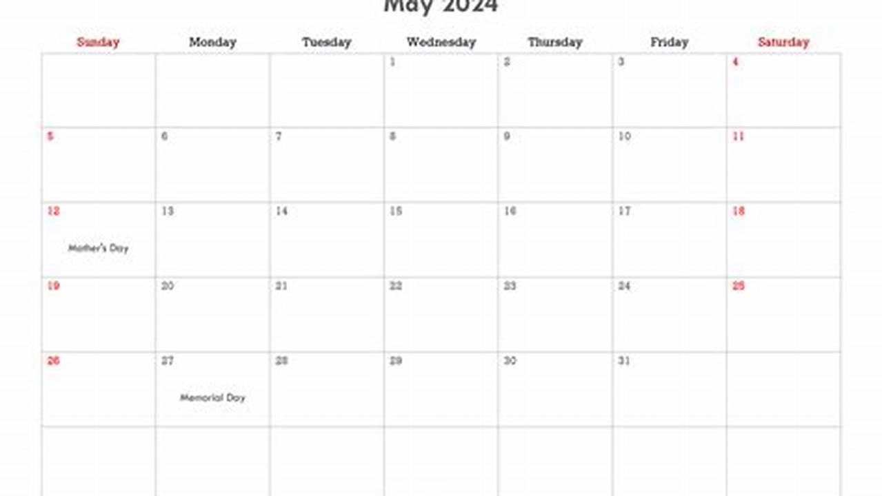 2024 May Calendar Excel Format