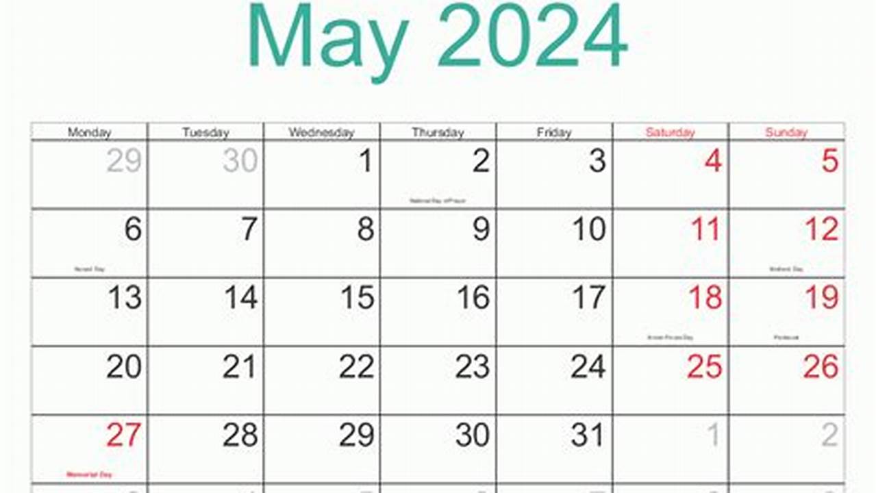 2024 May Calendar With Holidays Images And Quotes