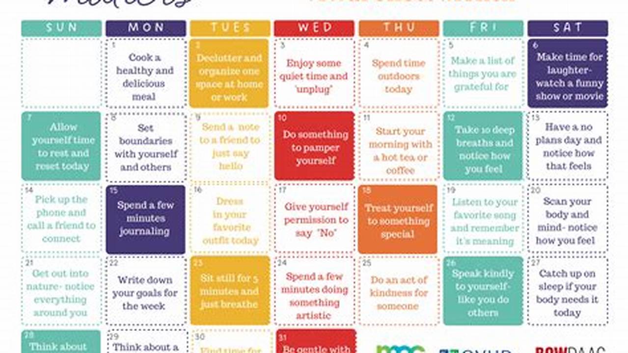 2024 Mental Health Awareness Calendar