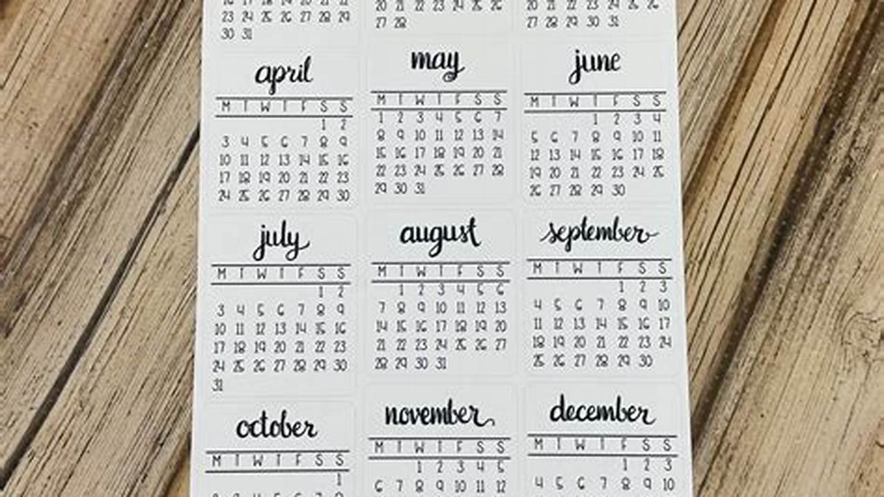 2024 Monthly Calendar Stickers