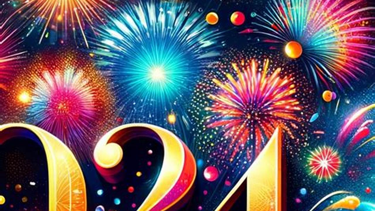 2024 New Year Hd Colorful 2024 Fireworks Greeting Is Part Of Holidays Collection And Its Available For Desktop Laptop Pc And Mobile Screen., 2024