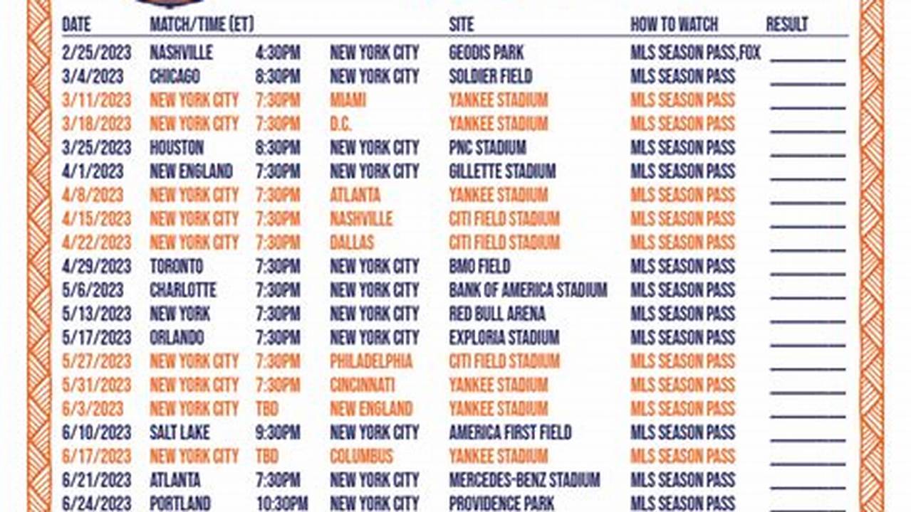2024 Nycfc Schedule Today