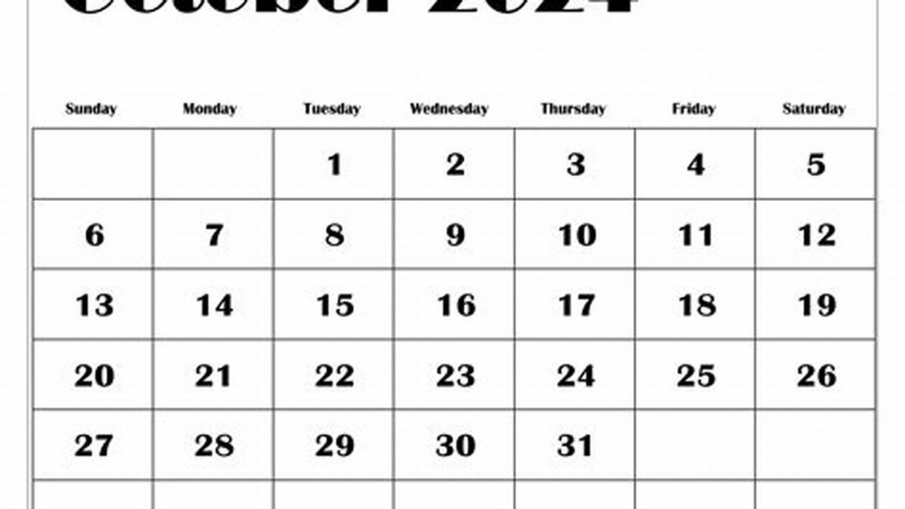 2024 October Calendar Printable Free Pdf Word Doc