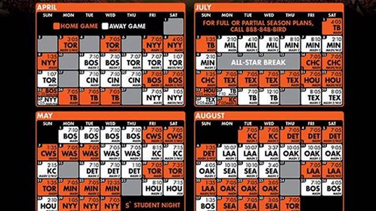 2024 Orioles Promotional Schedule Calendar Printable