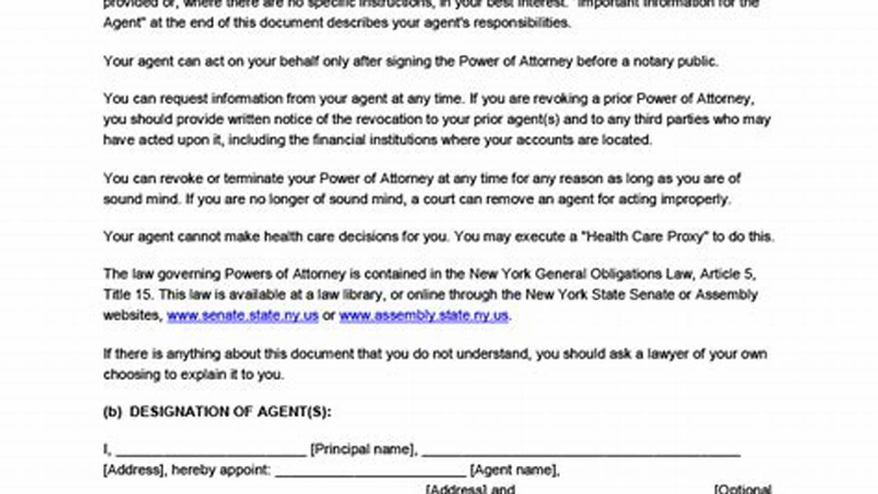 2024 Power Of Attorney Form