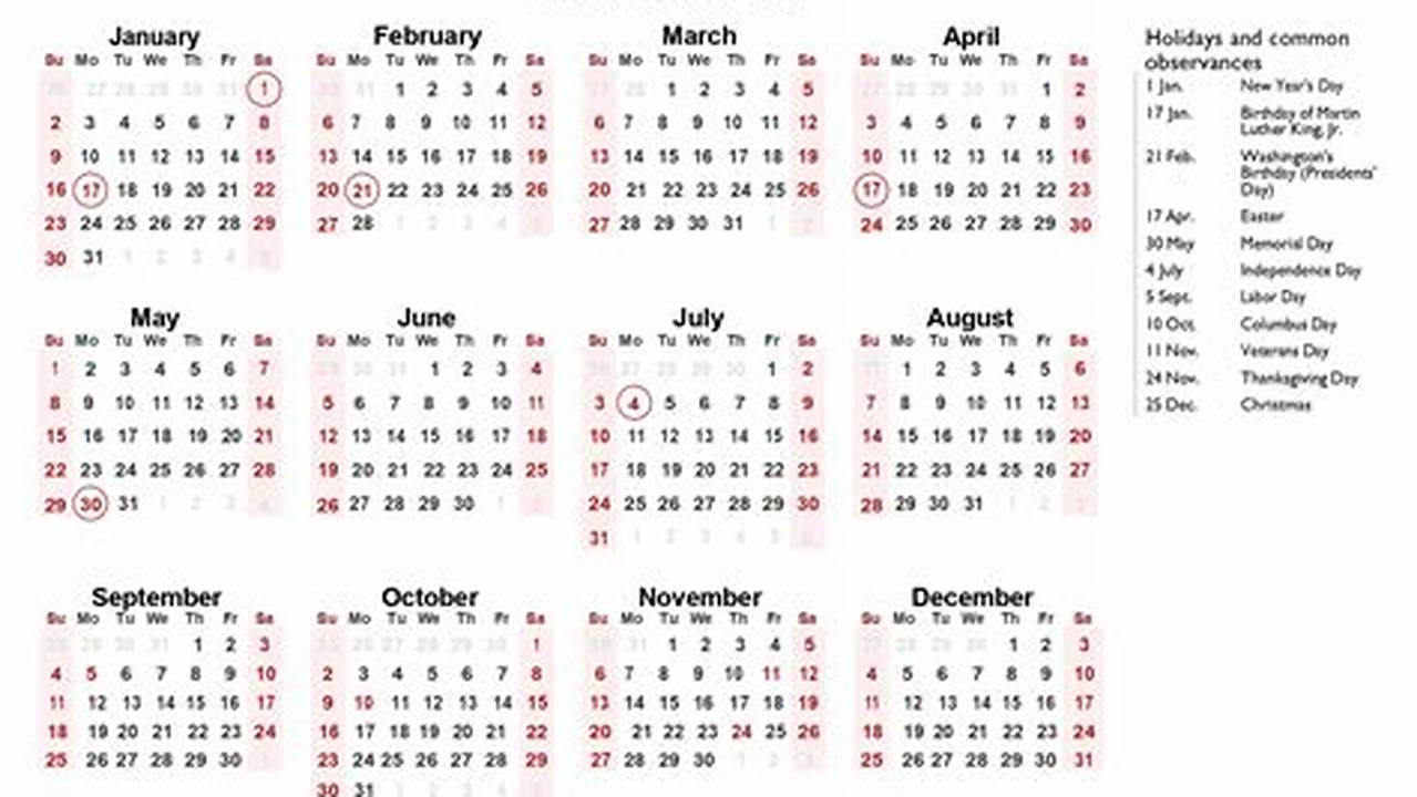 2024 Printable Calendar One Page With Federal Holidays 2022