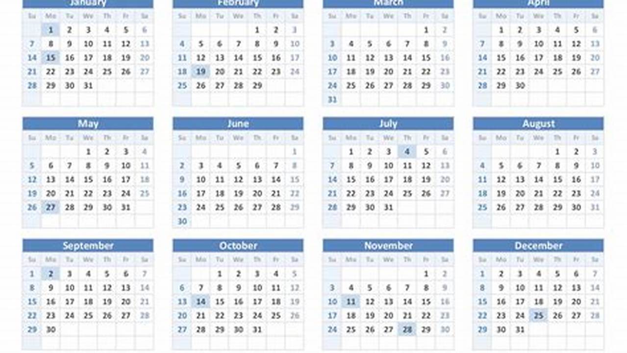 2024 Printable Calendar With Holidays Landscape Free