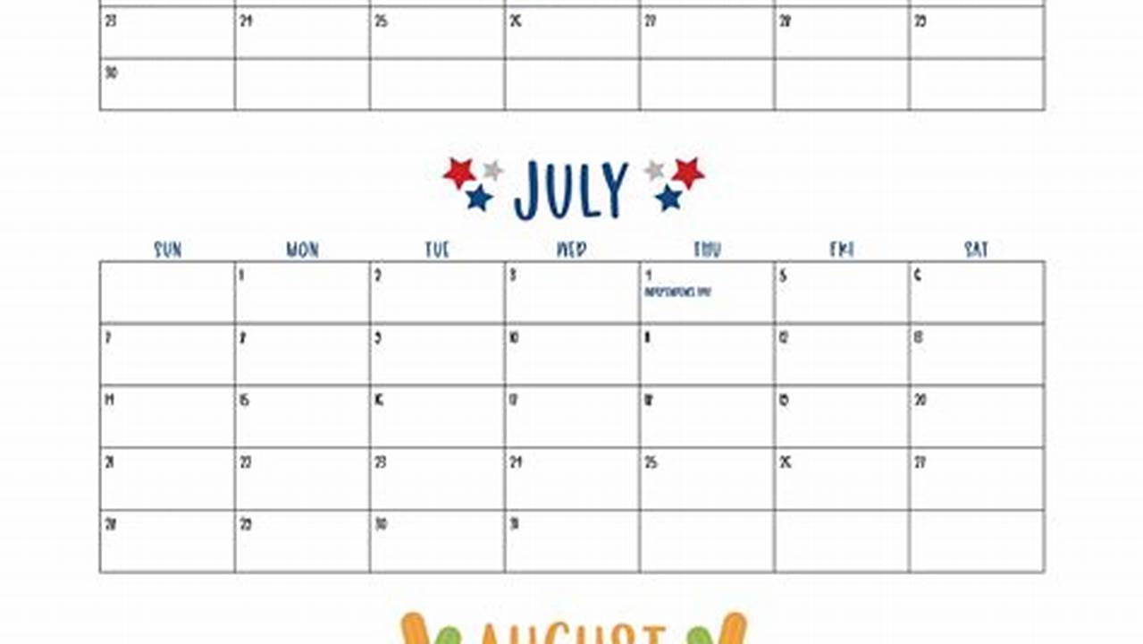 2024 Printable Summer Calendar One Sheet