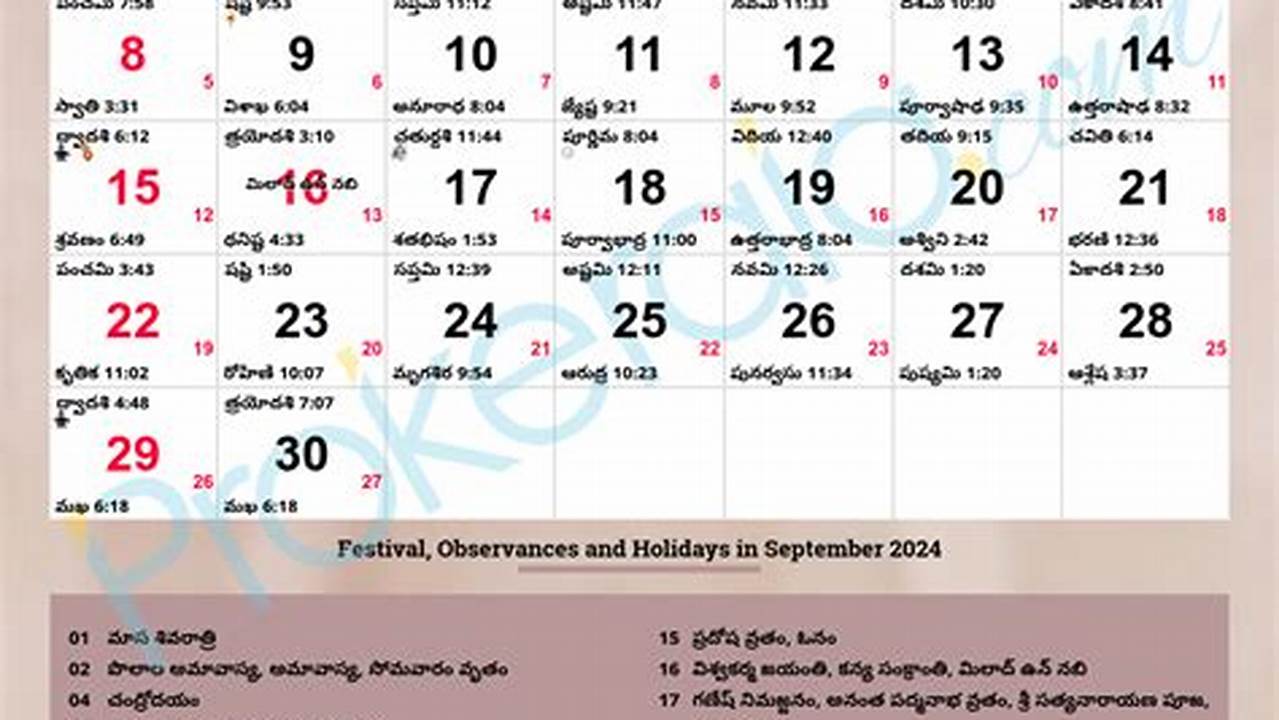 2024 September Calendar Telugu Pdf