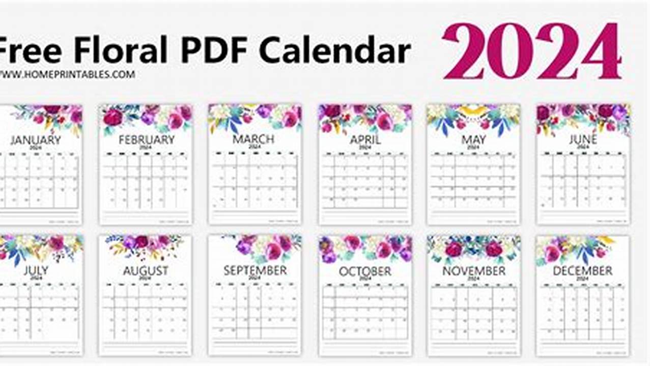 2024 Wall Calendar Floral Pattern