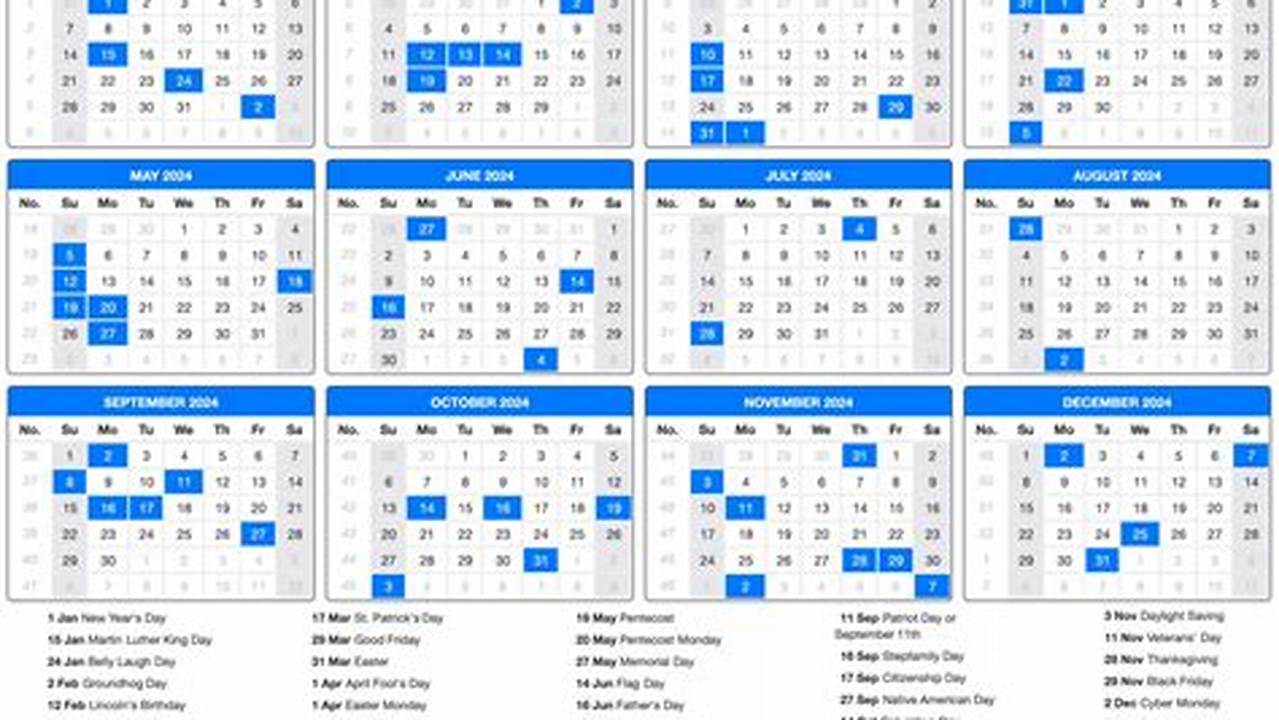 2024 Work Holiday Calendar