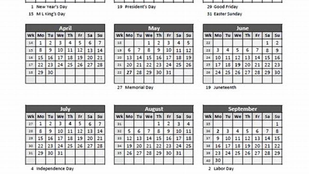 2024 Work Week Calendar