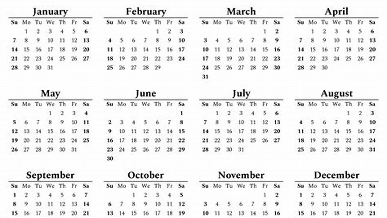 2024 Yearly Calendar Printable Full Year Wise Pdf
