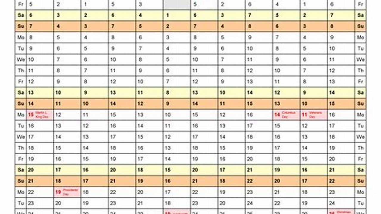 2024 Yearly Calendar Template Excel Download 2024