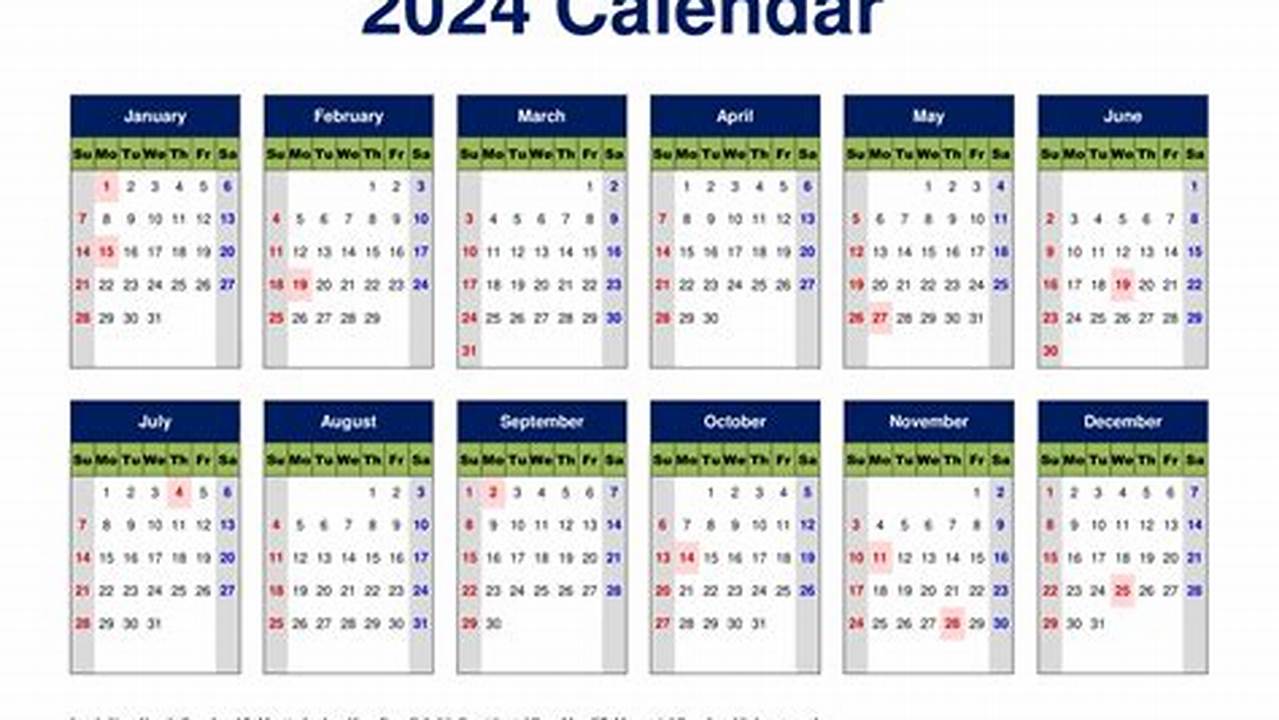 22024 Calendar Printable Free Pdf One Page