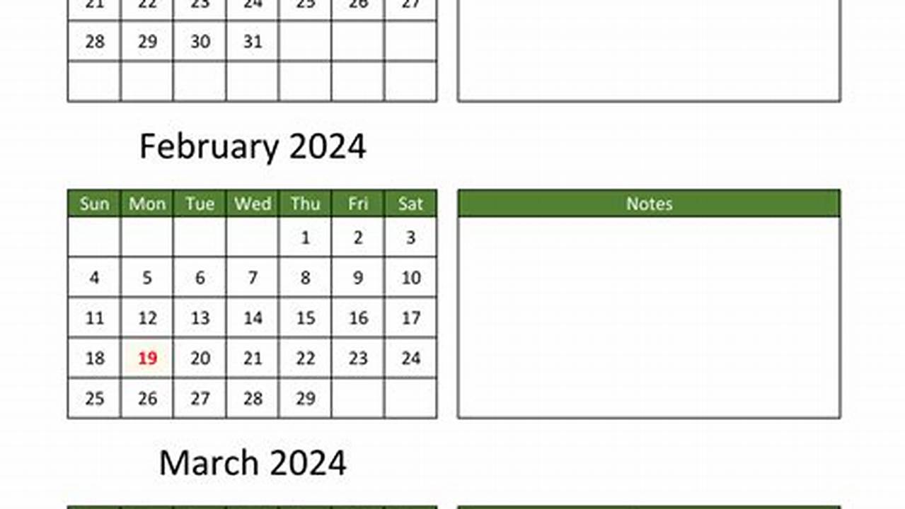 3 Months Calendar 2024