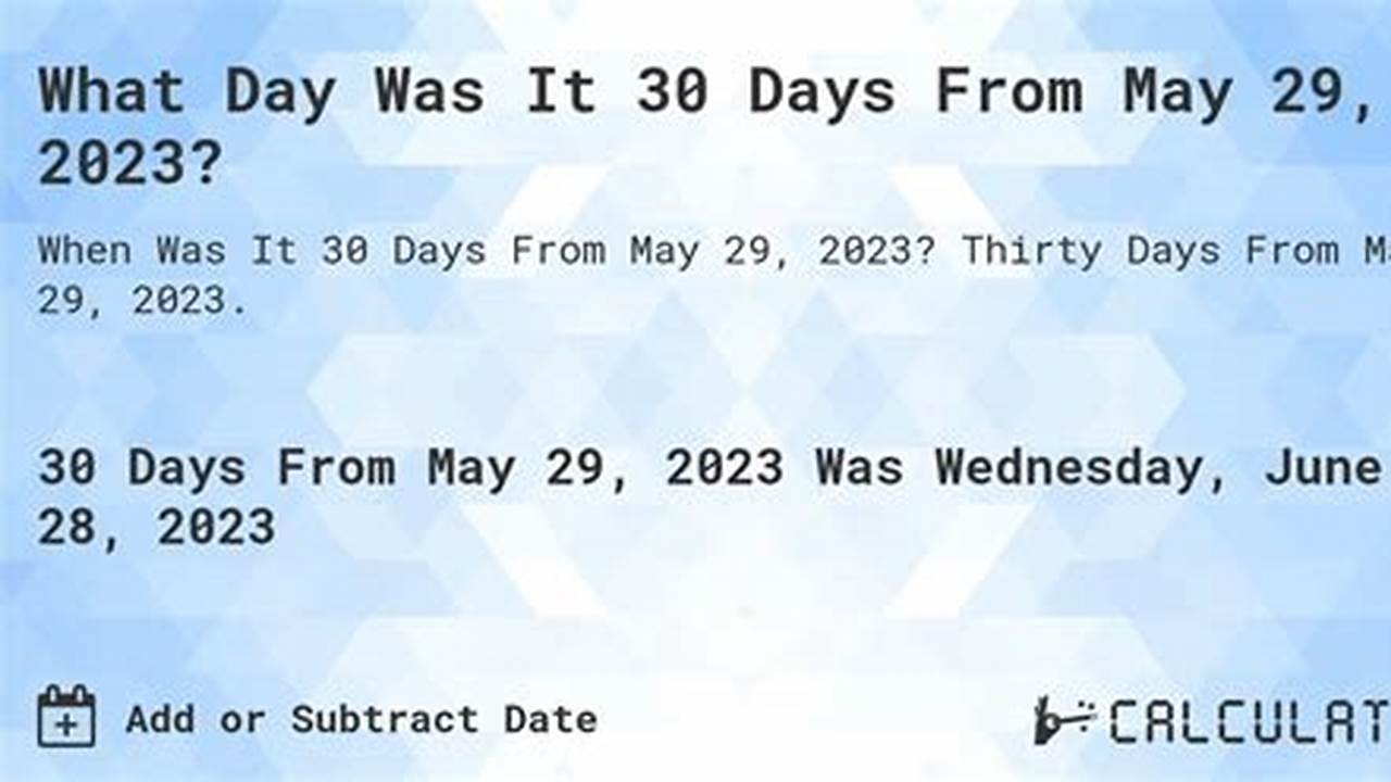 30 Days From May 29 2024