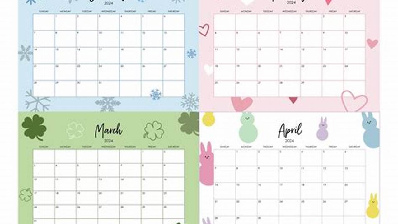 4 Month Calendar 2024 Printable