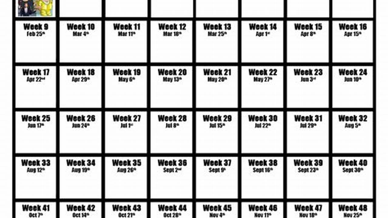 52 53 Week Calendar