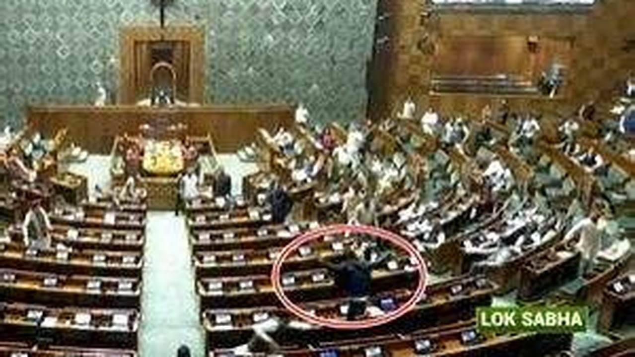 A Major Security Breach Took Place On Wednesday When Two Unidentified Men Jumped From The Visitor&#039;s Gallery Of The Lok Sabha With What Looked Like Gas., 2024