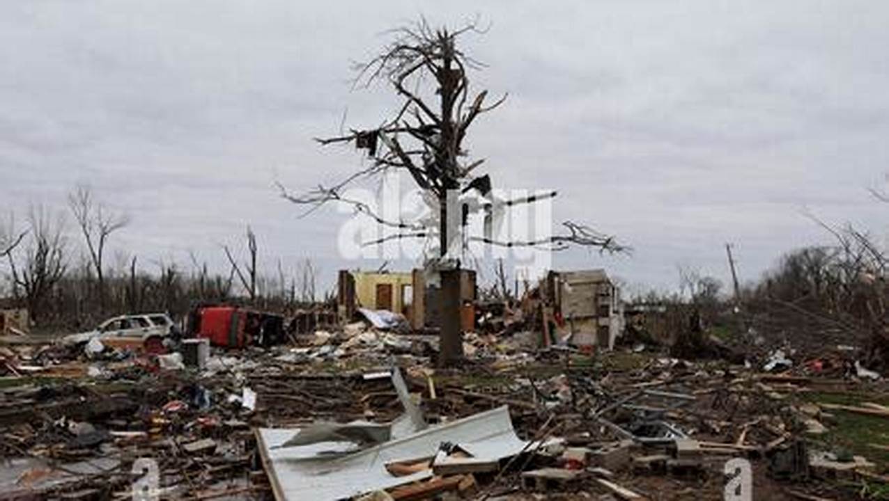 A Tree Stands Mangled Above Debris After A Tornado On April 1, 2023 In Sullivan, Indiana., 2024