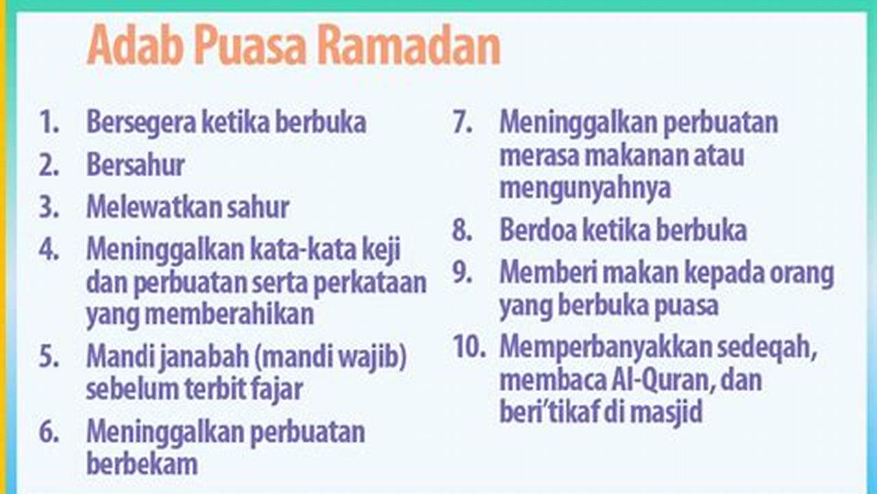 Adab Berpuasa, Ramadhan