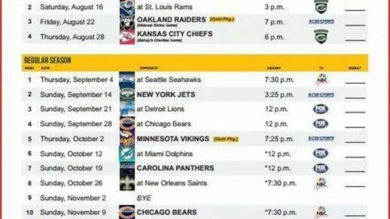 Add Packers Schedule To Calendar