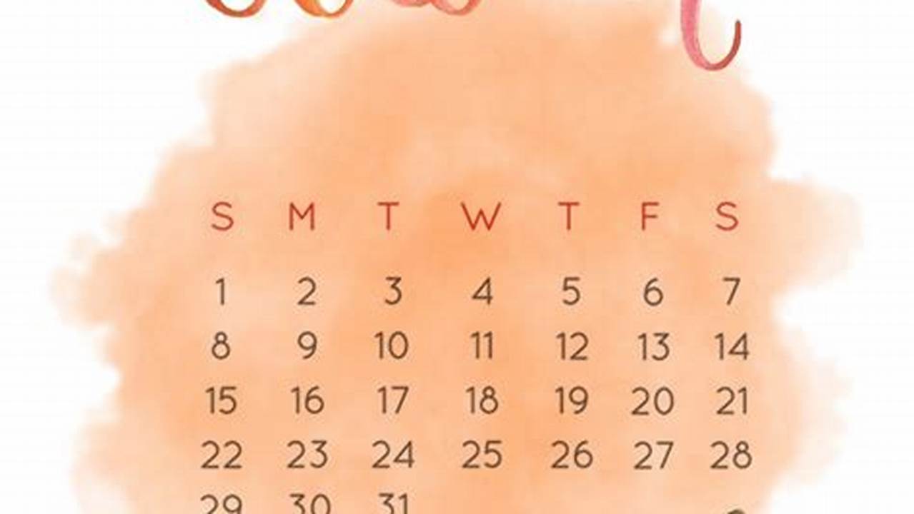 Aesthetic October Calendar
