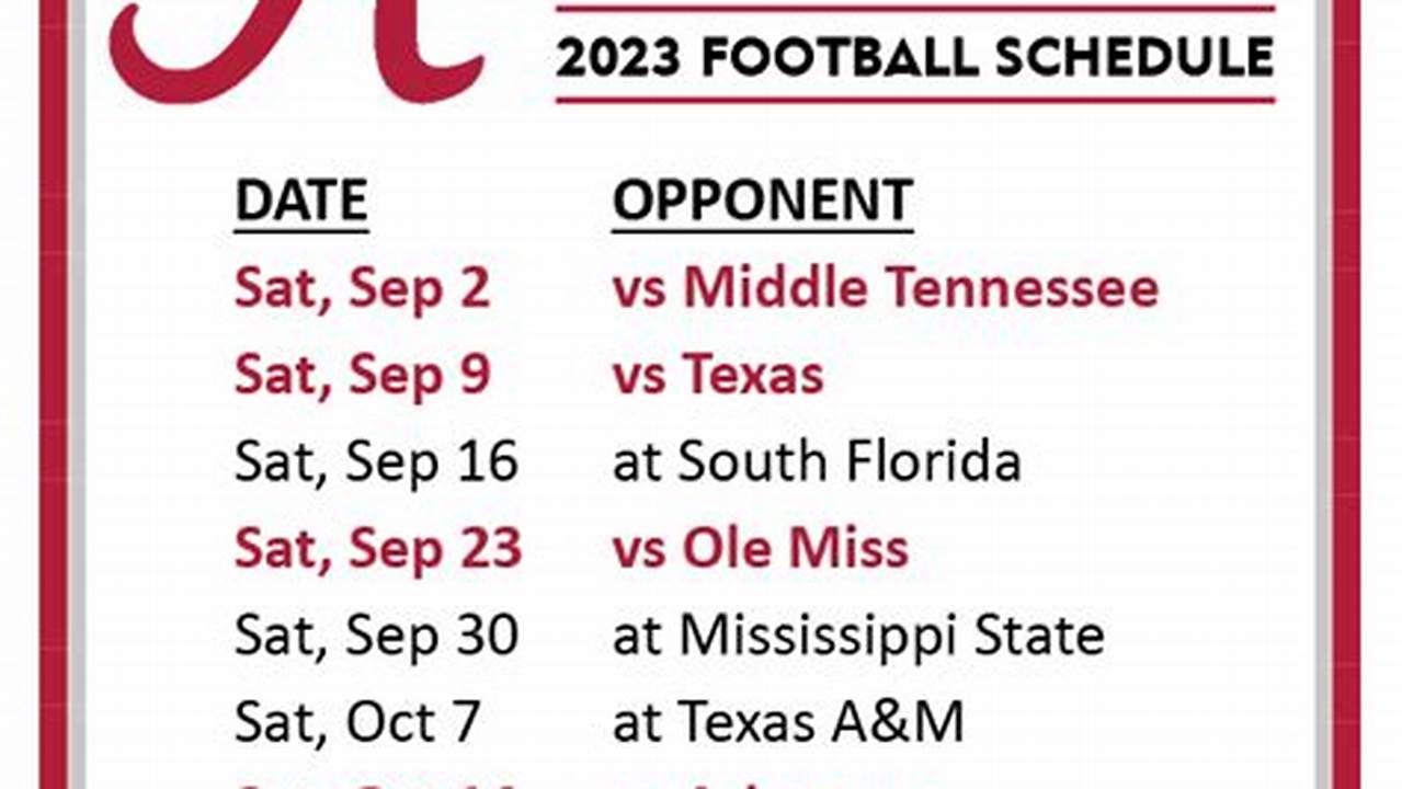Alabama 2024 Football Schedule