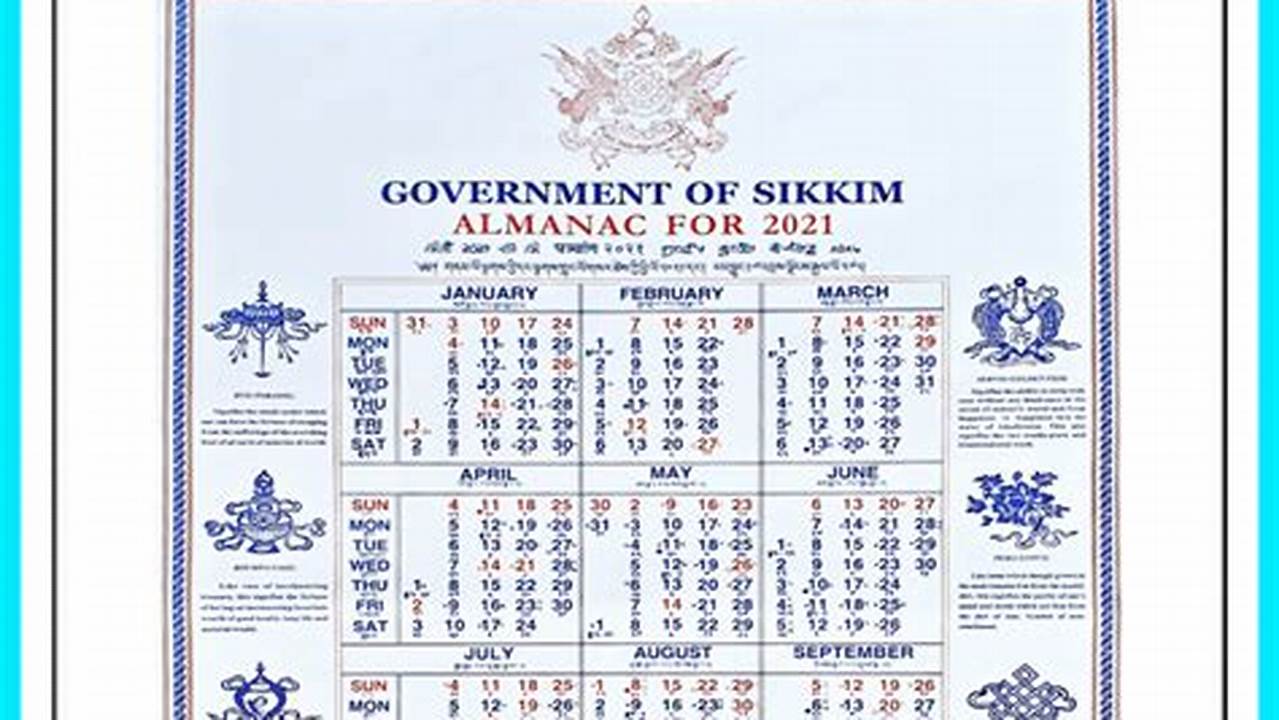 Almanac Calendar 2024 Sikkim