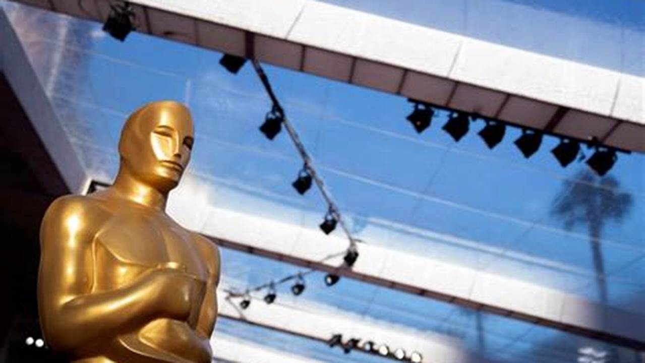 An Oscar Statue Is Seen Along The Red Carpet Outside The 94Th Academy., 2024