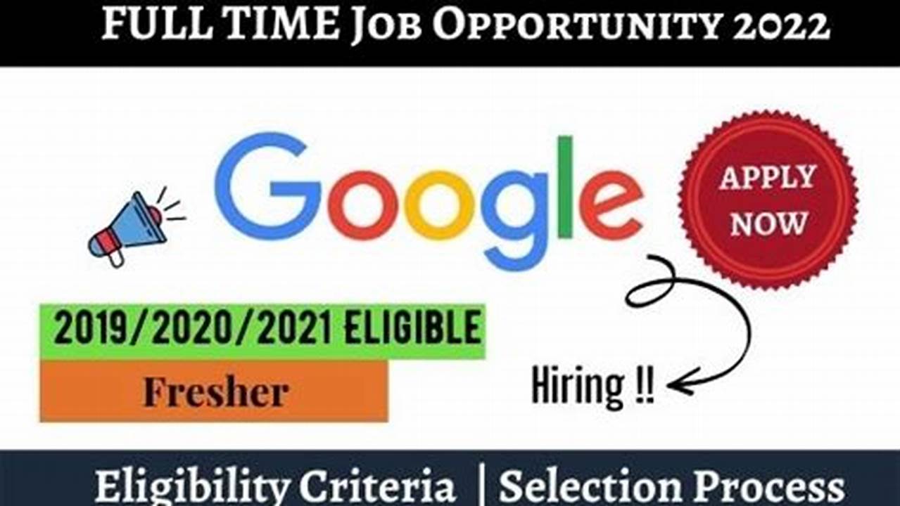 And Google Is Hiring 2024,2023, 2022, And 2021 Batch Freshers Of Any Graduates/ Post Graduates For Multiple Roles., 2024