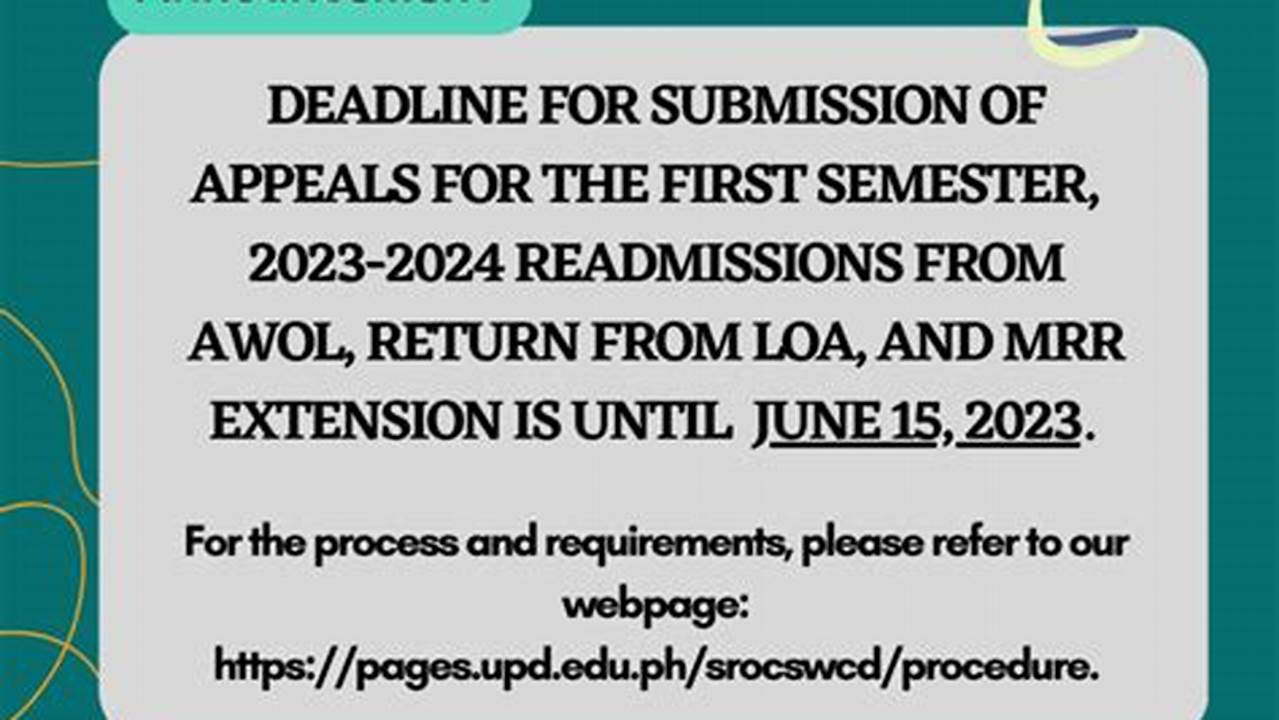 Application Deadline For Leave Of Absence (Semester Off) 16 February 2024., 2024