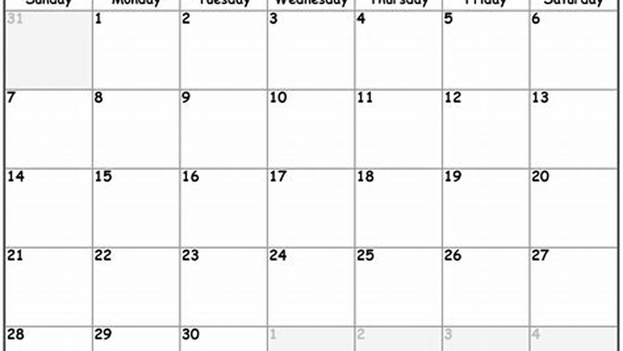 April 2024 Blank Calendar Printable Free One