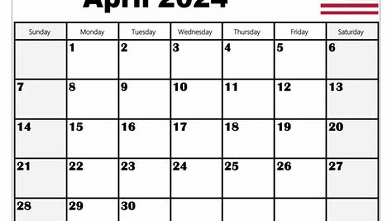 April 2024 Calendar Printable With Holidays 2024 Calendar