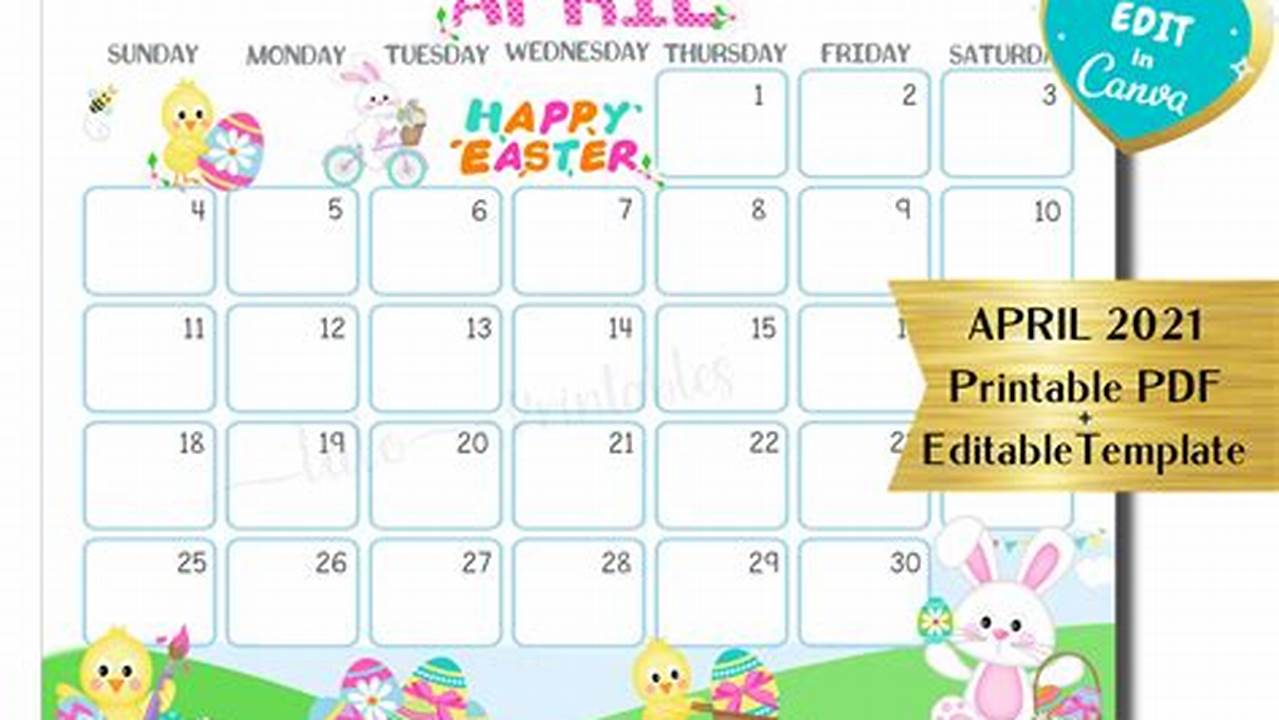 April 2024 Calendar With Easter 2022