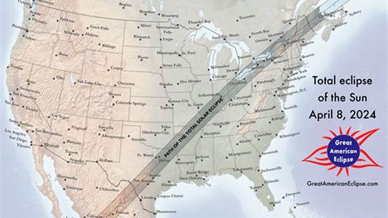 April 8 2024 Eclipse Path Map Usa