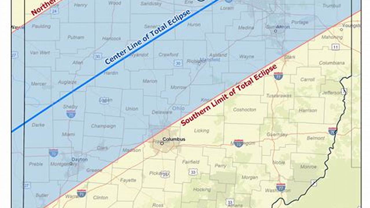 April 8 2024 Eclipse Path Ohio Map
