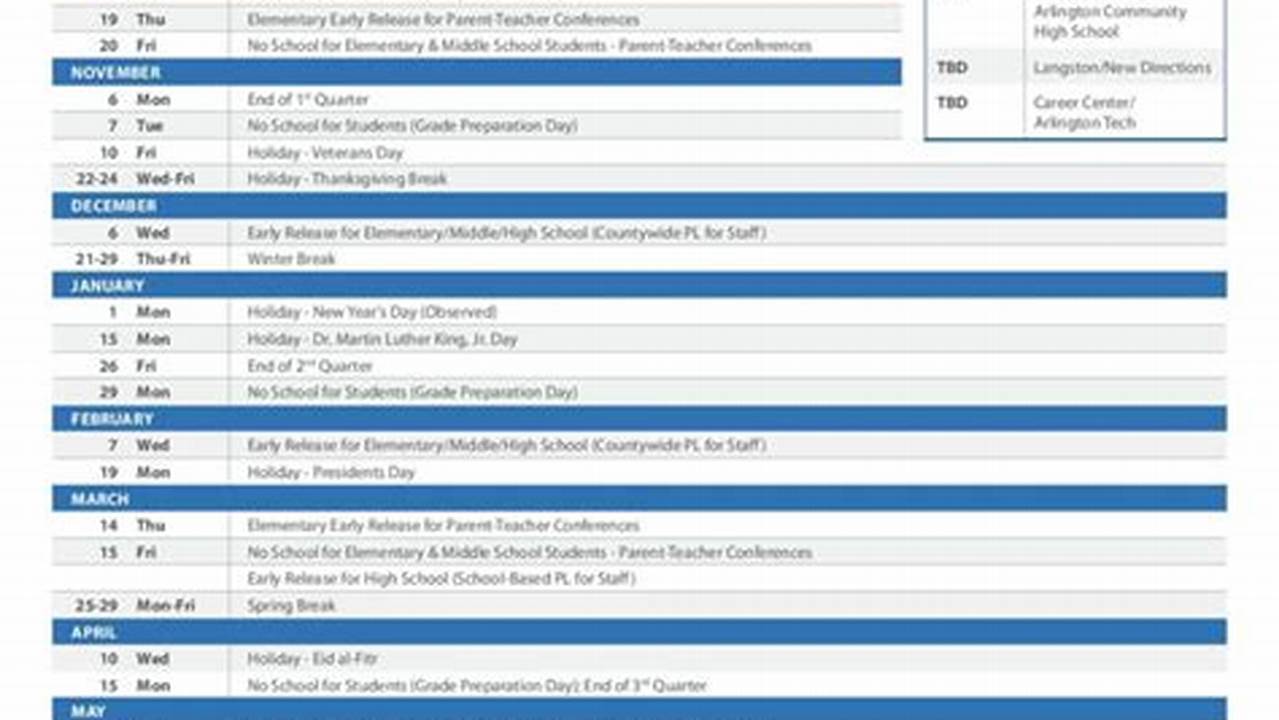 Arlington County School Calendar 2024-24