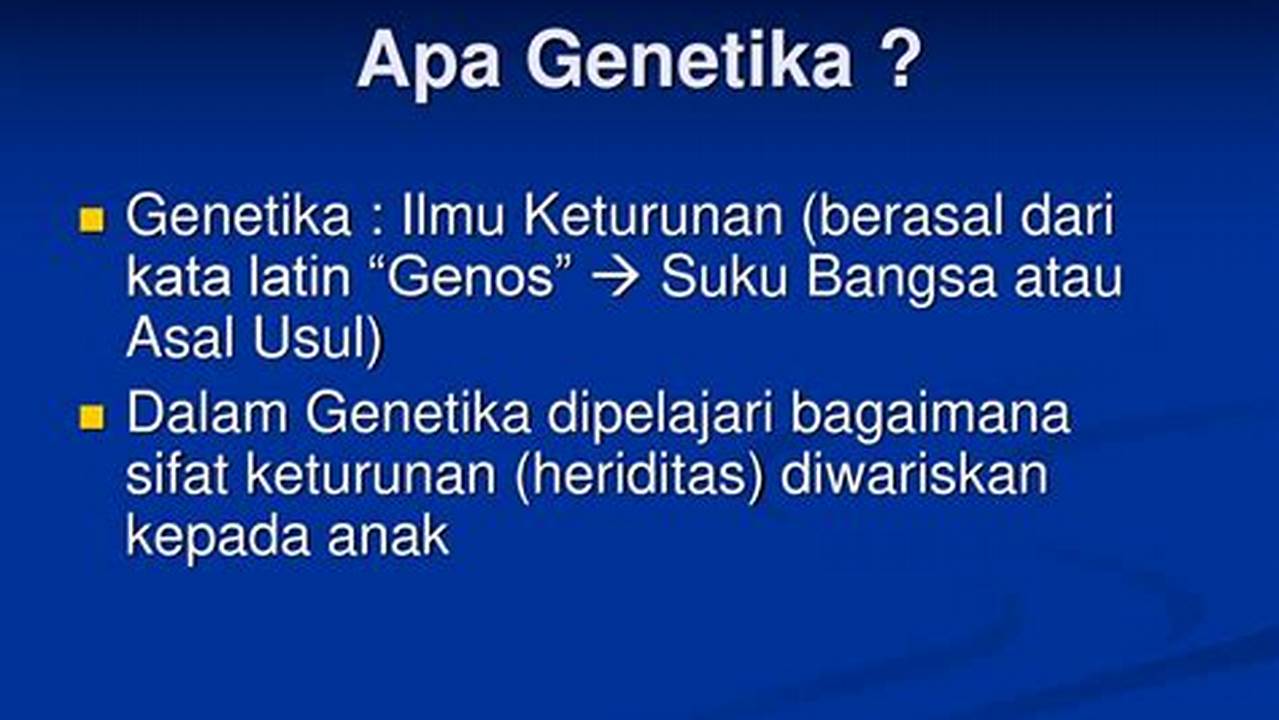 Asal-usul Genetika, Resep