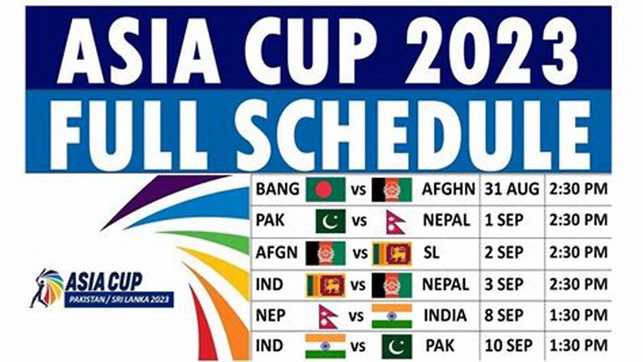 Asia Cup 2024 Time Table