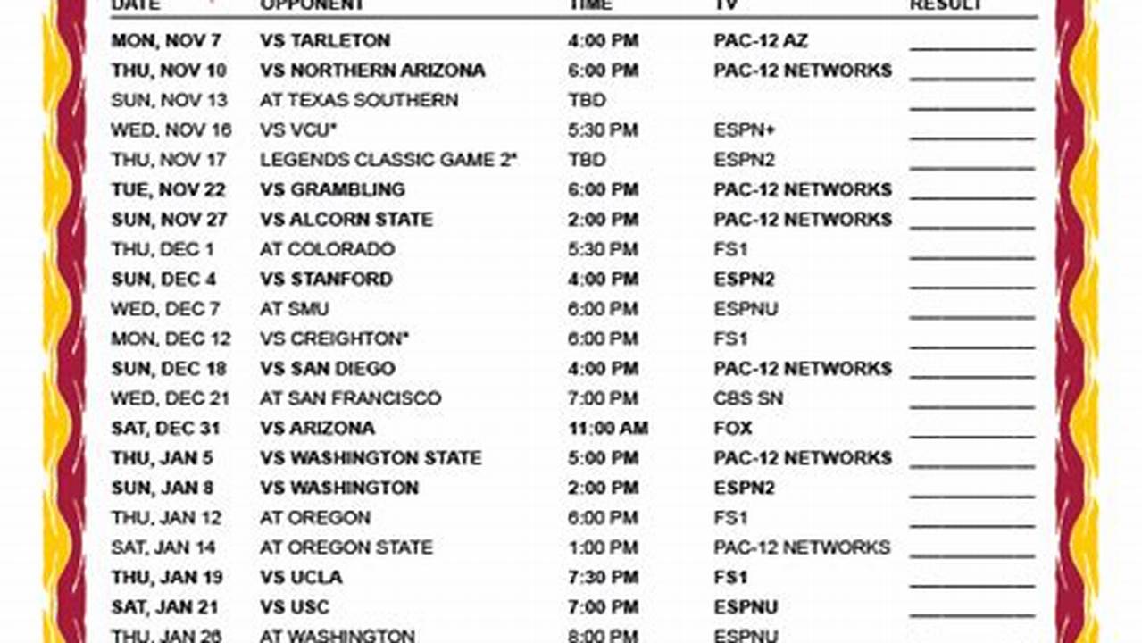 Asu Basketball Schedule 2024-24